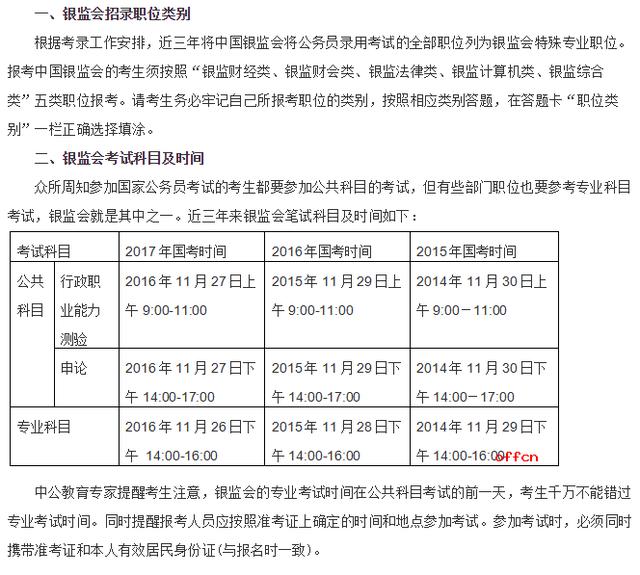 银监局公务员考试内容详解